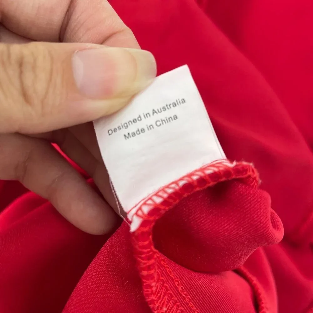 Showpo Red Spaghetti Strap Ruffle V-Neck Dress Womens Size 12 Feminine Flirty - Picture 7 of 11